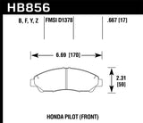 Hawk 09-15 Honda Pilot HPS 5.0 Front Brake Pads - HB856B.667