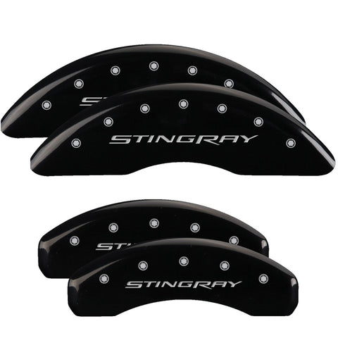 MGP 4 Caliper Covers Engraved Front & Rear Stingray Black finish silver ch - 13084SSTYBK