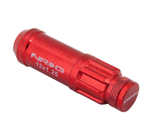NRG 700 Series M12 X 1.25 Steel Lug Nut w/Dust Cap Cover Set 21 Pc w/Locks & Lock Socket - Red - LN-LS710RD-21