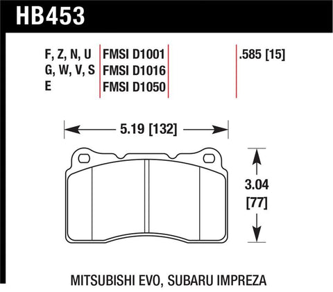 Hawk 03-06 Evo / 04-09 STi / 09-10 Genesis Coupe (Track Only) / 2010 Camaro SS HT-10  Race Front Bra - HB453S.585