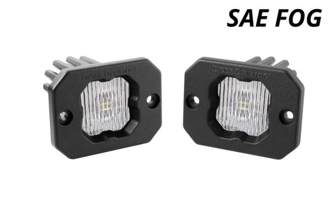 Diode Dynamics Stage Series C1 LED Pod - White SAE Fog Flush WBL (Pair) - DD6849P