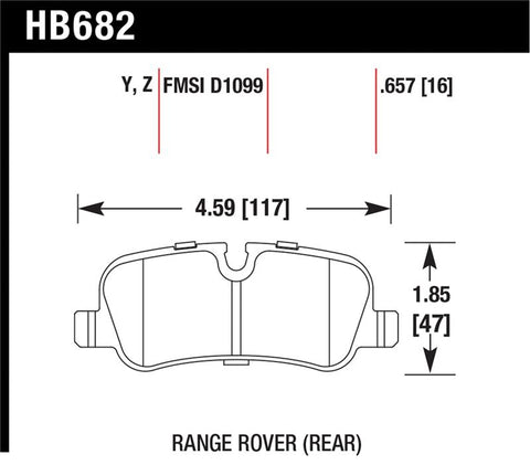 Hawk 05-09 Range Rover LR3 D1099 LTS Street Rear Brake Pads - HB682Y.657