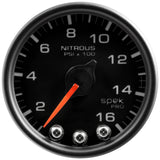 Autometer Spek-Pro Gauge Nitrous Press 2 1/16in 1600psi Stepper Motor W/Peak & Warn Blk/Blk - P32032