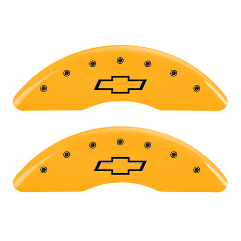MGP 4 Caliper Covers Engraved Front & Rear Bowtie Yellow finish black ch - 14011SBOWYL