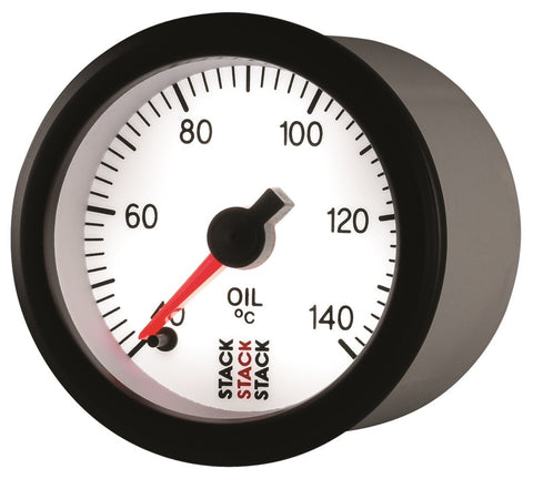 Autometer Stack 52mm 40-140 Deg C 1/8in NPTF Male Pro Stepper Motor Oil Temp Gauge - White - ST3359
