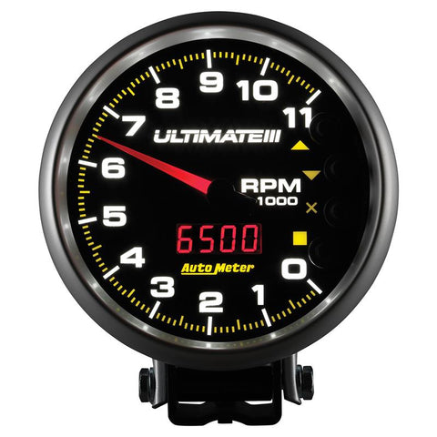 AutoMeter Gauge Tach 5in. 11K RPM Pedestal Datalogging Ultimate IIi Playback Black - 6888