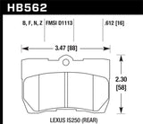 Hawk 06-13 Lexus IS250/IS350 HPS 5.0 Street Rear Brake Pads - HB562B.612