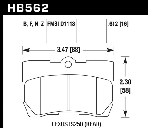 Hawk 06-13 Lexus IS250/IS350 HPS 5.0 Street Rear Brake Pads - HB562B.612