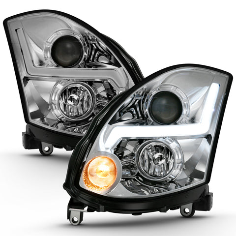 ANZO 2003-2007 Infiniti G35 Projector Headlight Plank Style Chrome (HID Compatible, No HID Kit ) - 121558