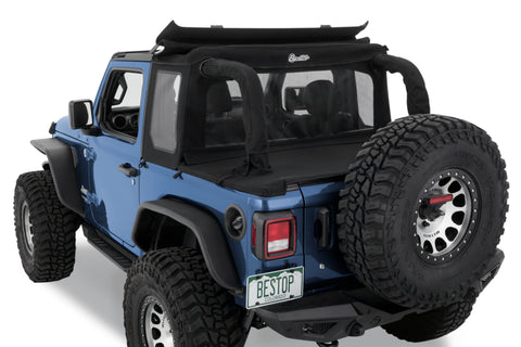 Bestop 18-23 Jeep Wrangler JL 2-Door Halftop Soft Top (Black Diamond) - 53903-35