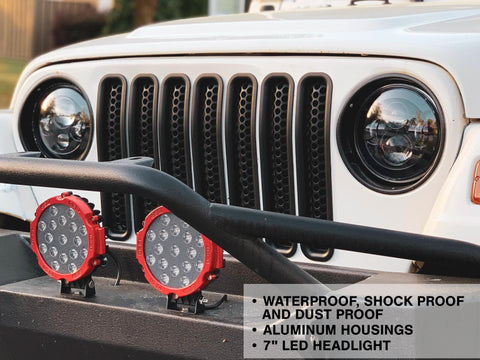 Raxiom 97-18 Jeep Wrangler TJ/JK Axial Series LED Daymaker Headlights- Black Housing (Clear Lens) - J108042