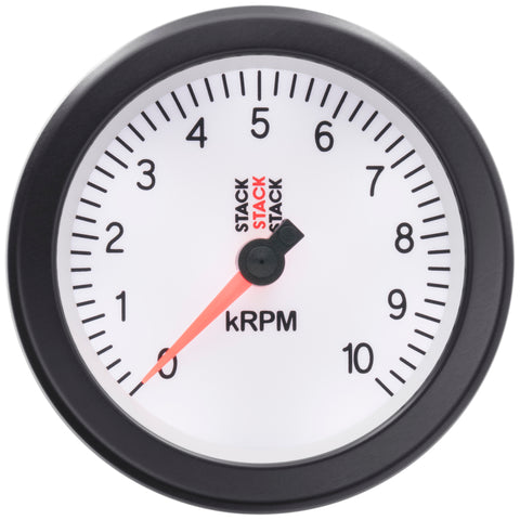 Autometer Stack Sport 88mm 0-10K RPM Tachometer - White - ST100-010W