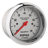 Autometer Marine Chrome Ultra-Lite 3-3/8in 8k RPM Tachometer Gauge - 200779-35