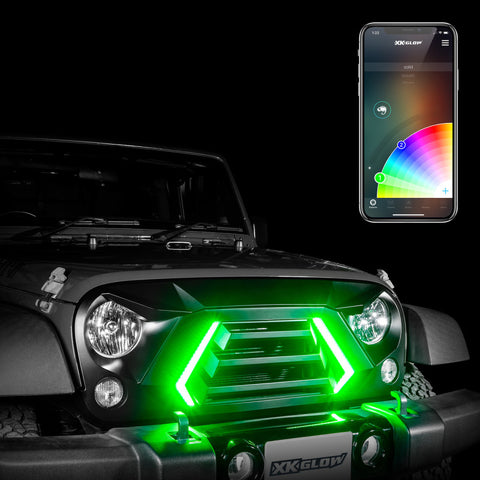 XK Glow JK Wrangler XKCHROME LED Grill Kit (Dual Mode) - XK-GRILL-JK1-DM