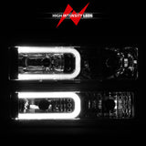 ANZO 88-98 Chevrolet C1500 Crystal Headlights w/Light Bar Chrome Housing w/ Signal Side Markers 8Pcs - 111529