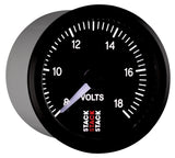 Autometer Stack 52mm 8-18V Pro Stepper Motor Battery Voltage Gauge - Black - ST3316