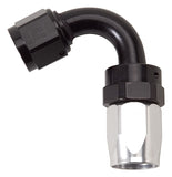 Russell Performance -6 AN Black/Silver 120 Degree Tight Radius Full Flow Swivel Hose End - 613403