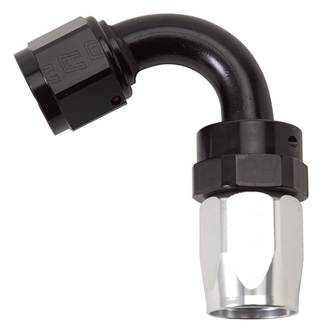 Russell Performance -6 AN Black/Silver 120 Degree Tight Radius Full Flow Swivel Hose End - 613403