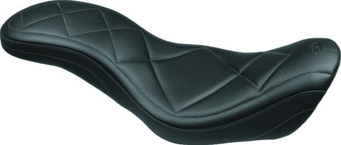 Mustang 58-84 Harley FX/FL Wide Touring 1PC Seat w/Studs - Black - 75511