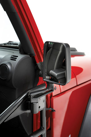 Bestop 87-95 Jeep Wrangler YJ / 97-06 Wrangler TJ Door Mirror Set (Black Cast Aluminum) - 51262-01