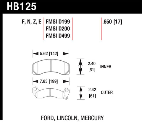 Hawk HPS Street Brake Pads - HB125F.650