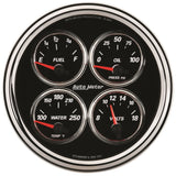 Autometer Designer Black II 100PSI/100-250 Deg F/8-18 Volt Oil Press/Water Temp/Volt/Fuel Quad Gauge - 1224