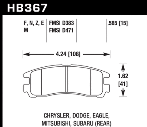 Hawk 10-12 Mitsubishi Gallant/Eclipse HP+ Street Front Brake Pads - HB367N.606