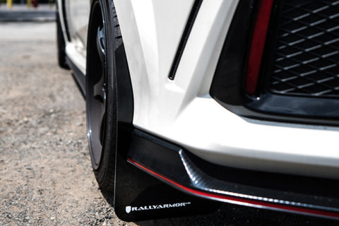 Rally Armor 17-22 Honda Civic Type R White UR Mud Flap w/Black Logo - MF47-UR-WH/BLK
