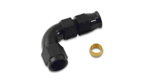 Vibrant 90 Deg 5/16in Tube to Female -6AN Adapter (w/ Olive Inserts) - 16565