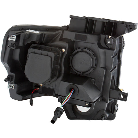 ANZO 2009-2014 Ford F-150 Projector Headlights w/ U-Bar Black Amber (HID TYPE) (WITHOUT HID KIT) - 111351