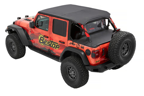 Bestop 18-23 Jeep Wrangler JL 4-Door Header Safari Cable Style Bikini (Black Diamond) - 52608-35