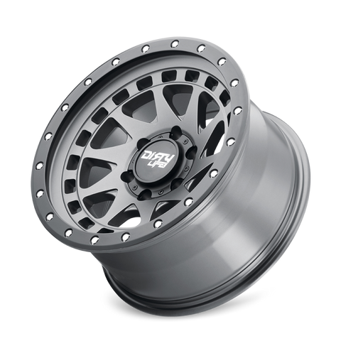 Dirty Life 9311 Enigma Pro 17x9/6x139.7 BP/-12mm Offset/106mm Hub Satin Graphite Wheel - Beadlock - 9311-7983MGT12