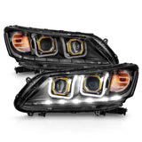 ANZO 2013-2015 Honda Accord (4dr ONLY) Projector Headlights w/ U-Bar Black - 121492