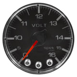 Autometer Spek-Pro Gauge Voltmeter 2 1/16in 16V Stepper Motor W/Peak & Warn Blk/Chrm - P344318