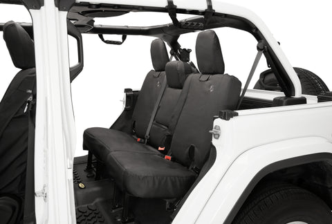Bestop 18-23 Jeep Wrangler JL 4-Door Exc. 4Xe Rear W/ Fold Down Arm Rest Seat Covers (Black Diamond) - 29291-35