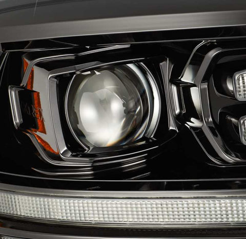 AlphaRex 09-18 Dodge Ram 2500HD LUXX LED Proj Headlights Plank Style Black w/Seq Signal/Smoked DRL - 880520