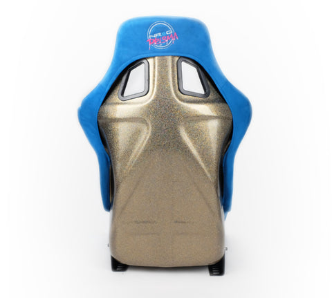 NRG FRP Bucket Seat ULTRA Edition - Large (Blue Alcantara/Gold Glitter Back) - FRP-302BL-ULTRA