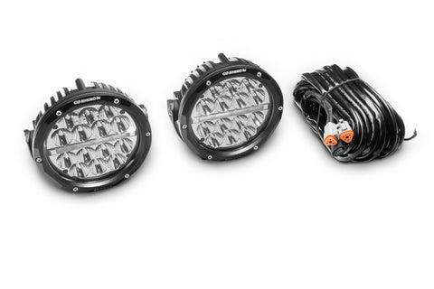 Go Rhino Xplor Bright Series Round LED Driving Light Kit w/DRL (Surface Mount) 6in - Blk (2 pc) - 750700623DRS