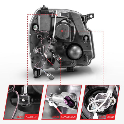 ANZO 2007-2014 GMC Yukon Projector Headlights w/ Halo Chrome (CCFL) - 111147