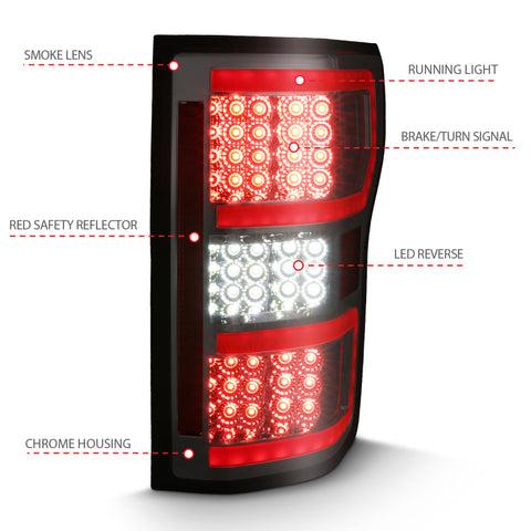 ANZO 2018-2019 Ford F-150 LED Taillight Smoke (Red Light Bar) (w/ Sequential) - 311315