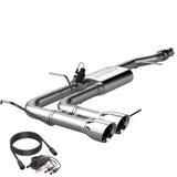 QTP 14-18 Chevy Silverado 1500 4.8L/5.3L EC/CC SB 304SS Screamer Cat-Back Side Exit w/4.5in Tips - 410014