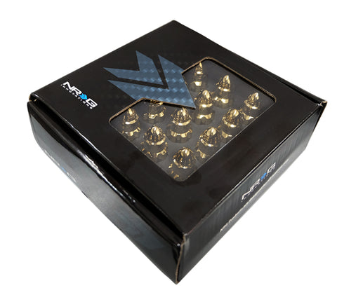 NRG 500 Series M12 X 1.5 Bullet Shape Steel Lug Nut Set - 21 Pc w/Lock Key - Chrome Gold - LN-LS500CG-21