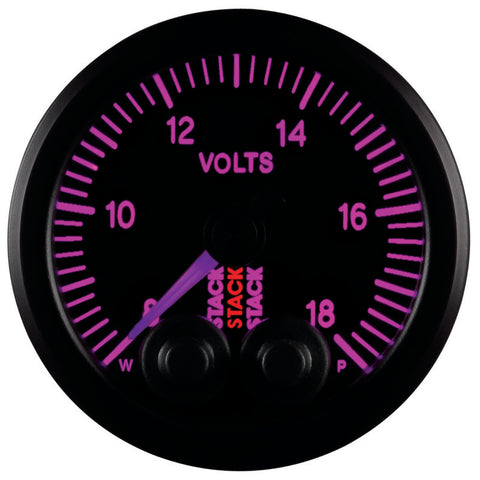 Autometer Stack 52mm 8-18V Pro-Control Battery Voltage Gauge -Black - ST3516