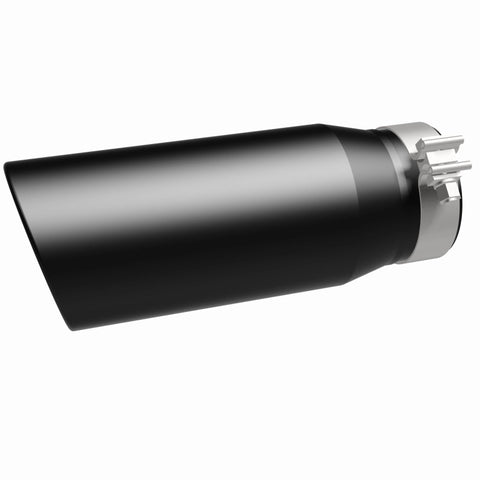 MagnaFlow Tip Stainless Black Coated Single Double Round Single Outlet 5in Dia 4in Inlet 13in L - 35240