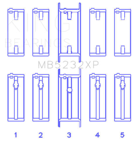 King Engine Bearings Nissan CA16DET/CA18DET/CA20ET (Size .026) Performance Main Bearing Set - MB5232XP.026