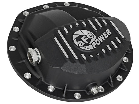 AFE Rear Differential Cover Black w/Machined Fins Nissan Titan XD 16-19 - w/Oil - 46-70362-WL