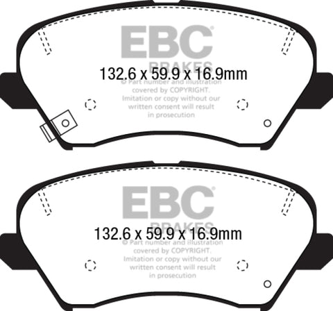 EBC 16+ Hyundai Veloster 1.6 Ultimax2 Front Brake Pads - UD1828