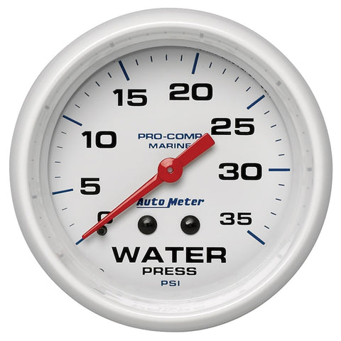 Autometer AutoGage 2-5/8in. / 35 PSI Mechanical Water Press Gauge - Marine White - 200773