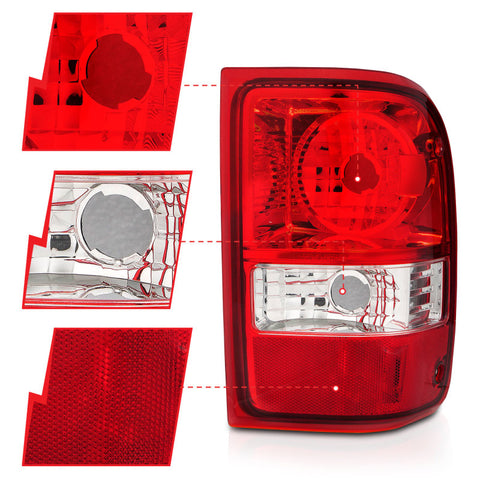 ANZO 2001-2011 Ford Ranger Taillights w/ Red/Clear Lens (OE Replacement) Pair - 211182