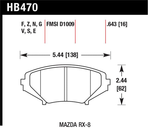 Hawk 04-09 RX8 HPS Street Front Brake Pads (D1009) - HB470F.643